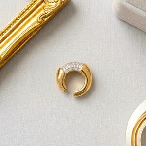 Statement 18K Gold Plated Zircon Pavé Chunky Ear Cuff - Non Piercing